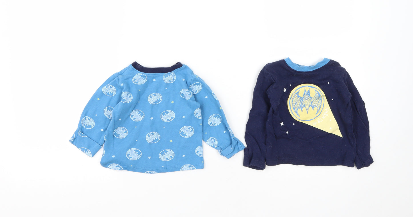 George Boys Blue Solid Cotton Capri Pyjama Top Size 3-6 Months   - BATMAN