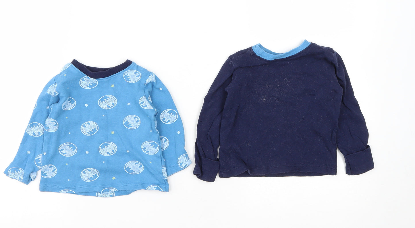 George Boys Blue Solid Cotton Capri Pyjama Top Size 3-6 Months   - BATMAN