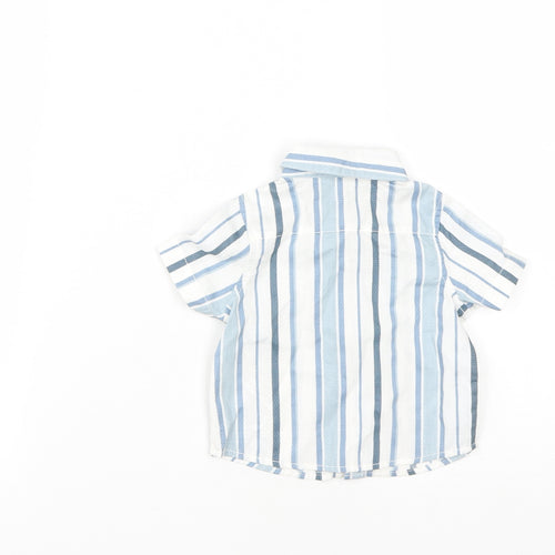 Primark Boys Blue Striped Cotton Basic Button-Up Size 3-6 Months Collared Button