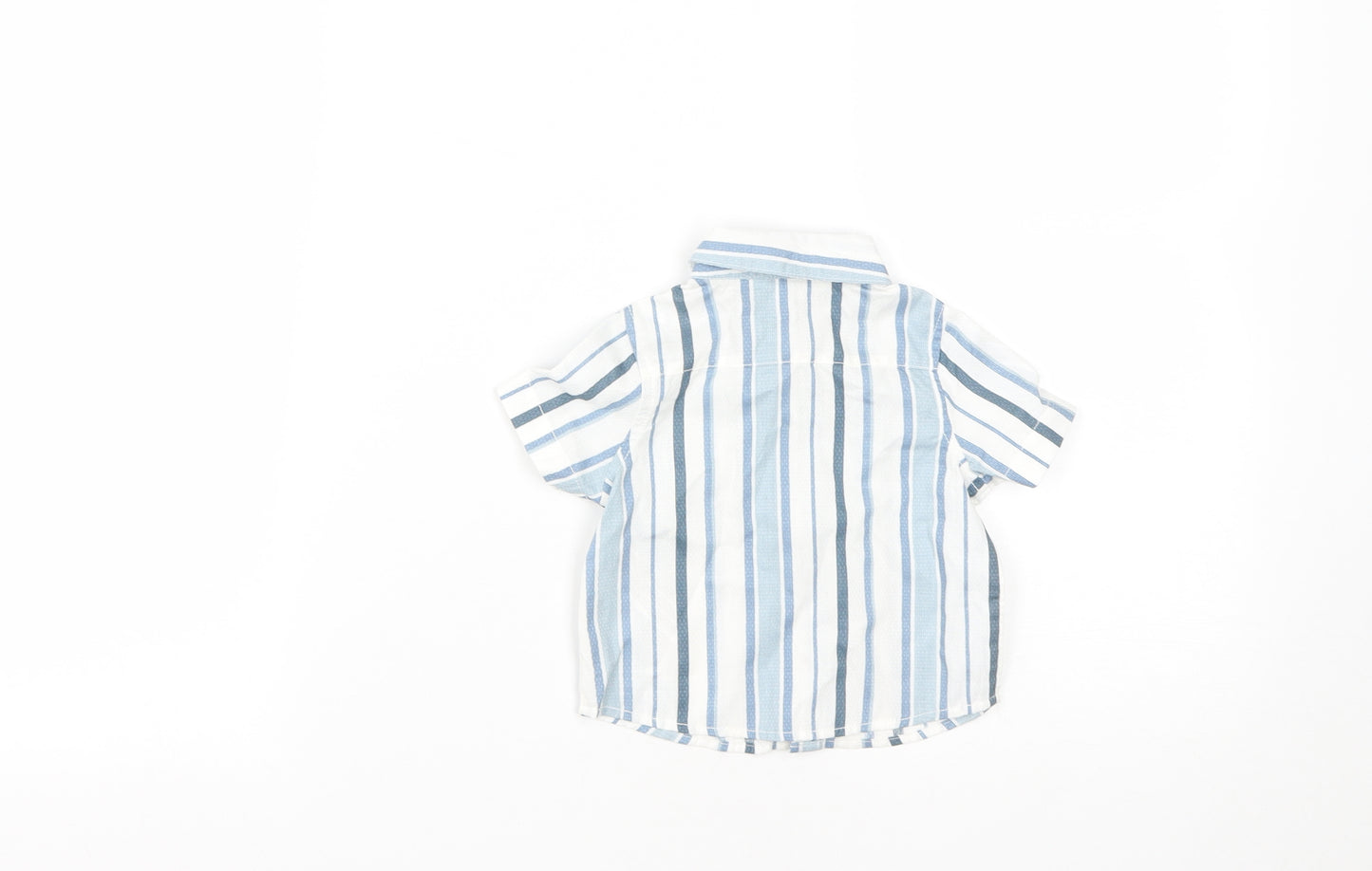 Primark Boys Blue Striped Cotton Basic Button-Up Size 3-6 Months Collared Button