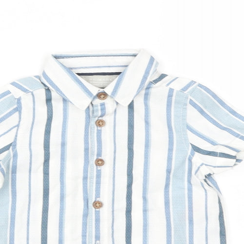 Primark Boys Blue Striped Cotton Basic Button-Up Size 3-6 Months Collared Button