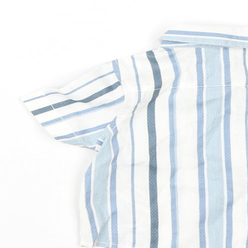 Primark Boys Blue Striped Cotton Basic Button-Up Size 3-6 Months Collared Button