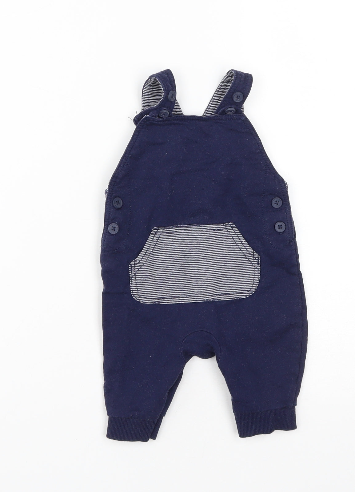 George Boys Blue  Cotton Dungaree One-Piece Size 0-3 Months  Button