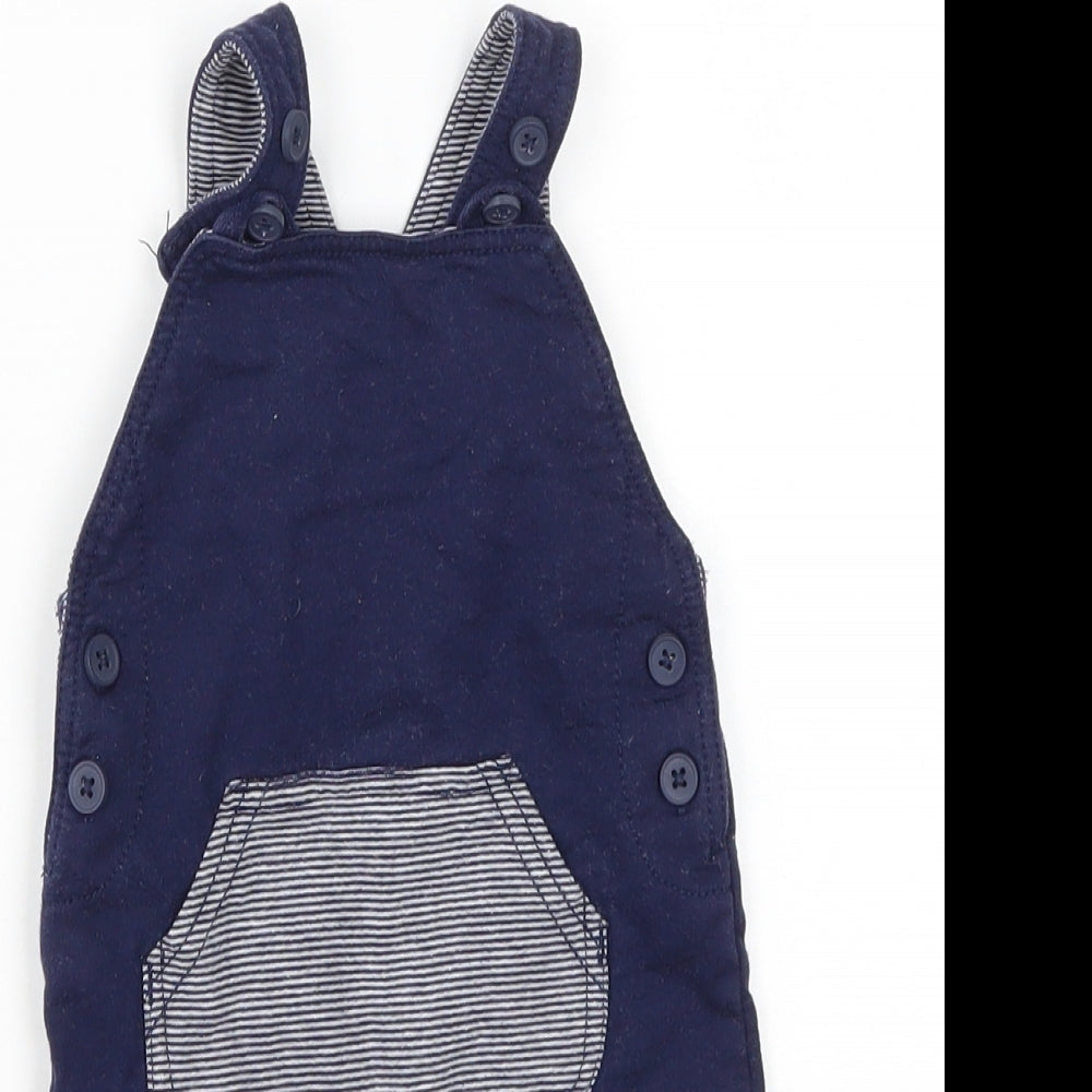 George Boys Blue  Cotton Dungaree One-Piece Size 0-3 Months  Button