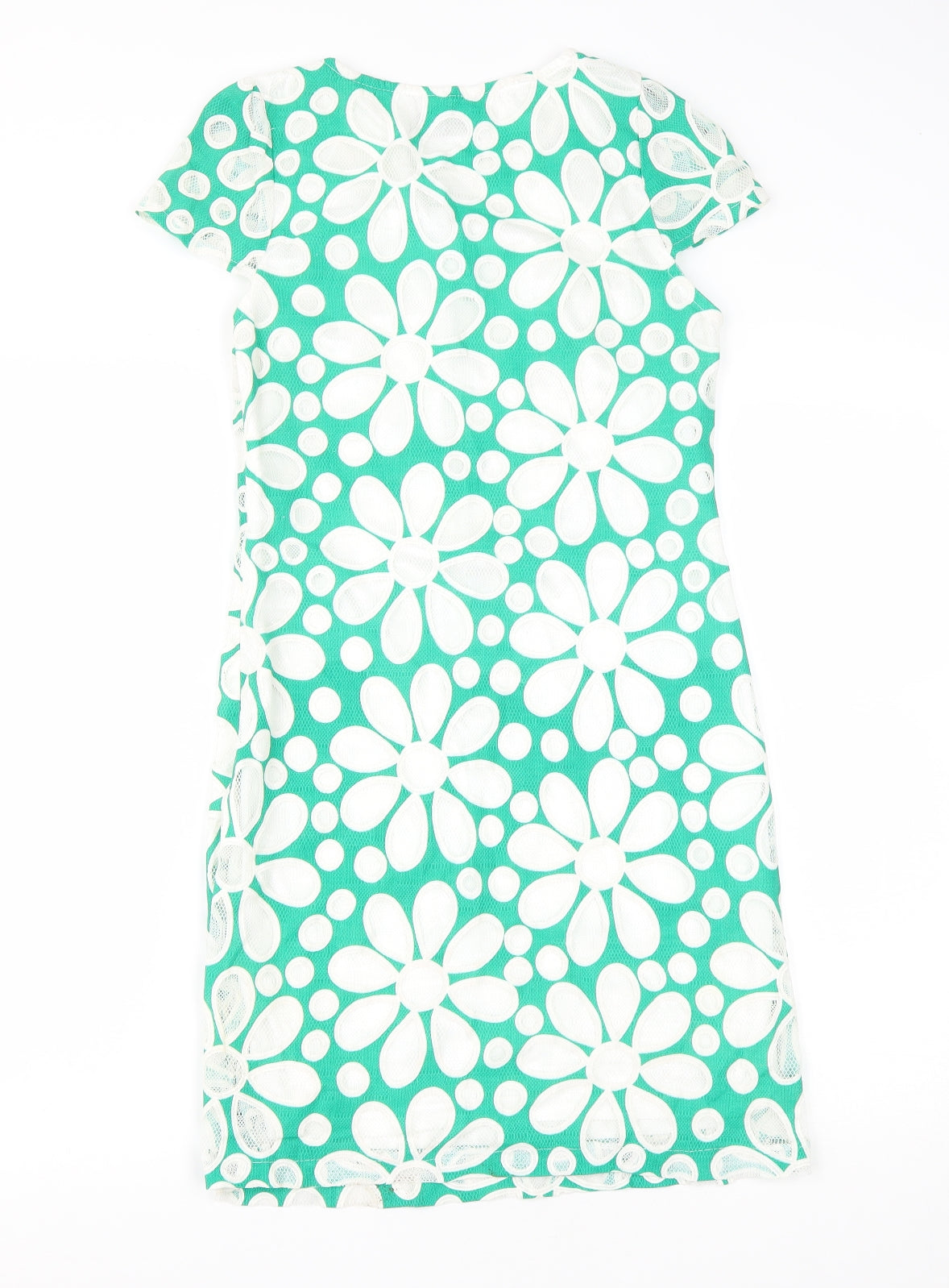 Danity Womens Green Floral Cotton A-Line  Size M  Round Neck Zip