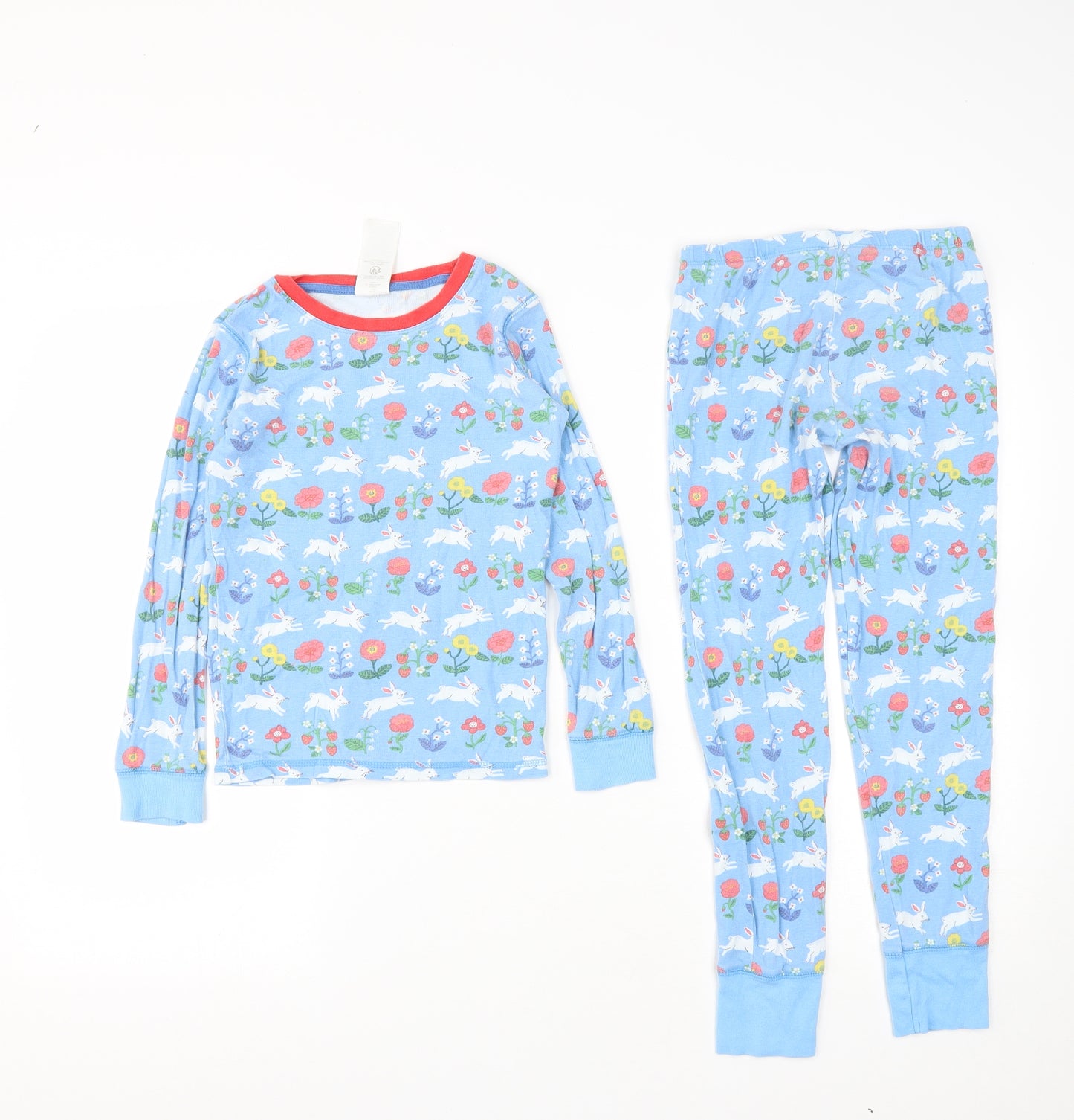 Mini Boden Girls Blue Solid Cotton Top Pyjama Set Size 8 Years   - Rabbit Print
