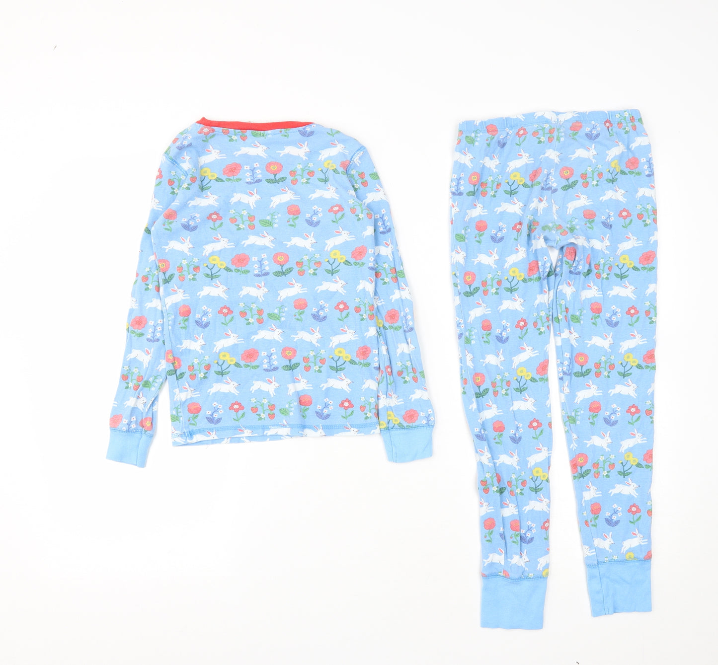 Mini Boden Girls Blue Solid Cotton Top Pyjama Set Size 8 Years   - Rabbit Print