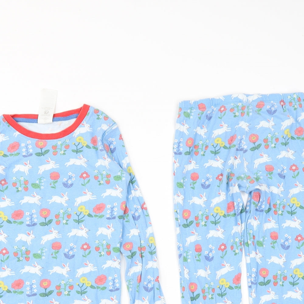 Mini Boden Girls Blue Solid Cotton Top Pyjama Set Size 8 Years   - Rabbit Print