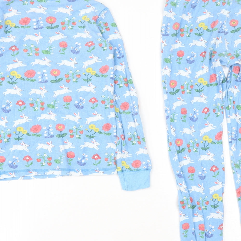 Mini Boden Girls Blue Solid Cotton Top Pyjama Set Size 8 Years   - Rabbit Print