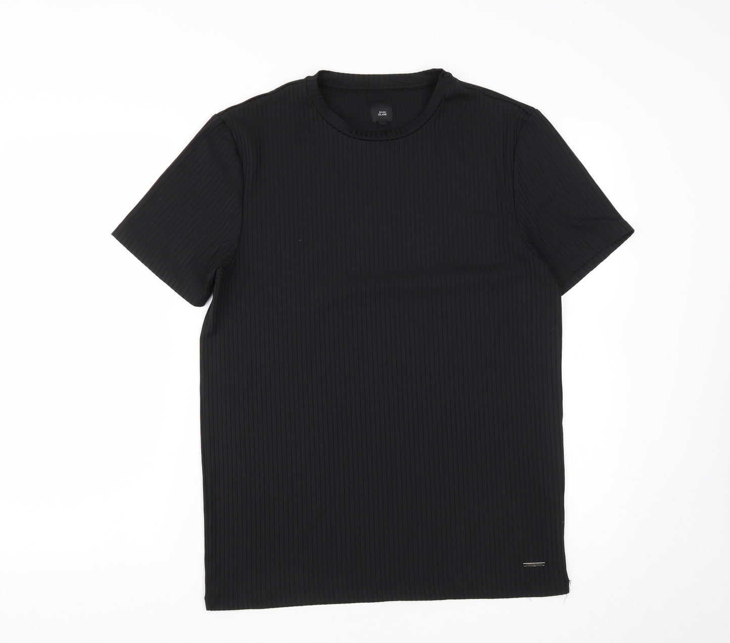 River Island Mens Black  Polyester  T-Shirt Size L Round Neck