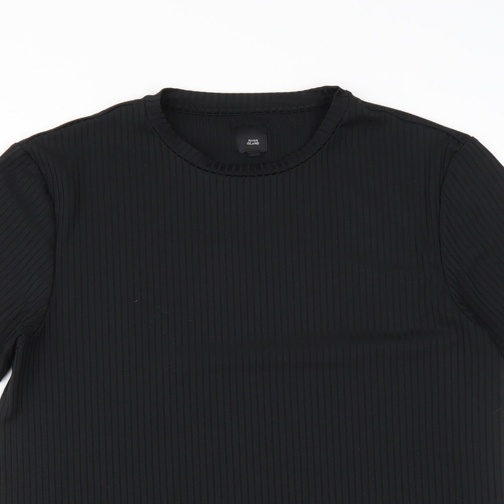 River Island Mens Black  Polyester  T-Shirt Size L Round Neck