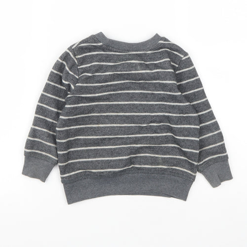 George Boys Grey Striped Cotton Pullover Sweatshirt Size 2 Years
