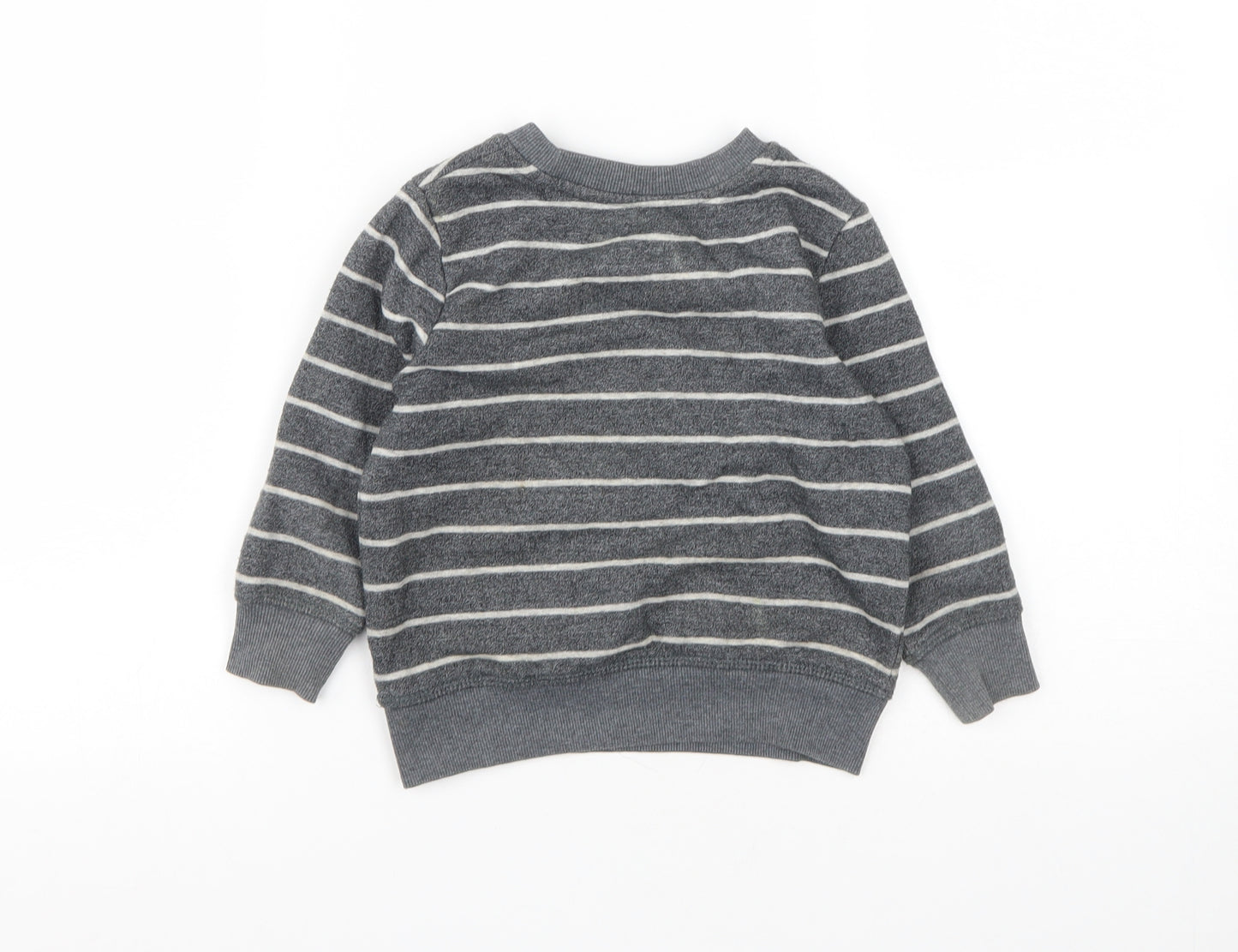 George Boys Grey Striped Cotton Pullover Sweatshirt Size 2 Years