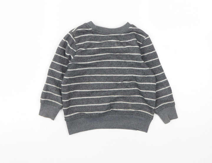 George Boys Grey Striped Cotton Pullover Sweatshirt Size 2 Years
