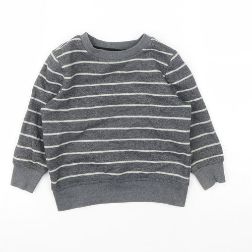 George Boys Grey Striped Cotton Pullover Sweatshirt Size 2 Years