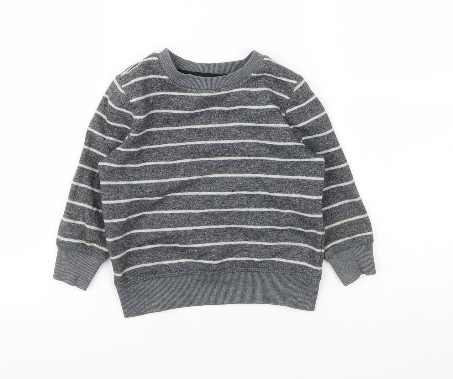 George Boys Grey Striped Cotton Pullover Sweatshirt Size 2 Years
