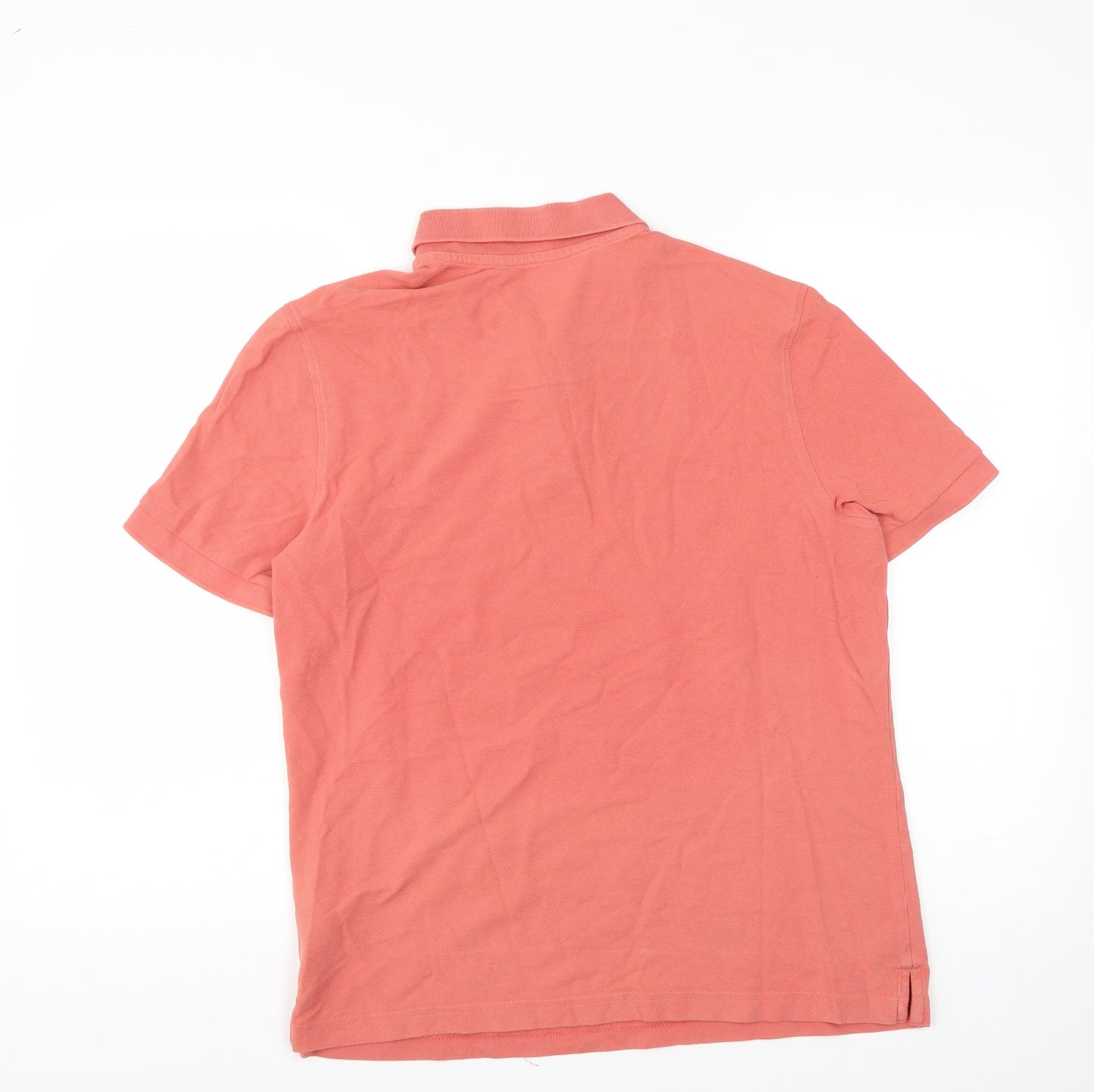 Marks and Spencer Mens Orange  Cotton  Polo Size M Collared Button