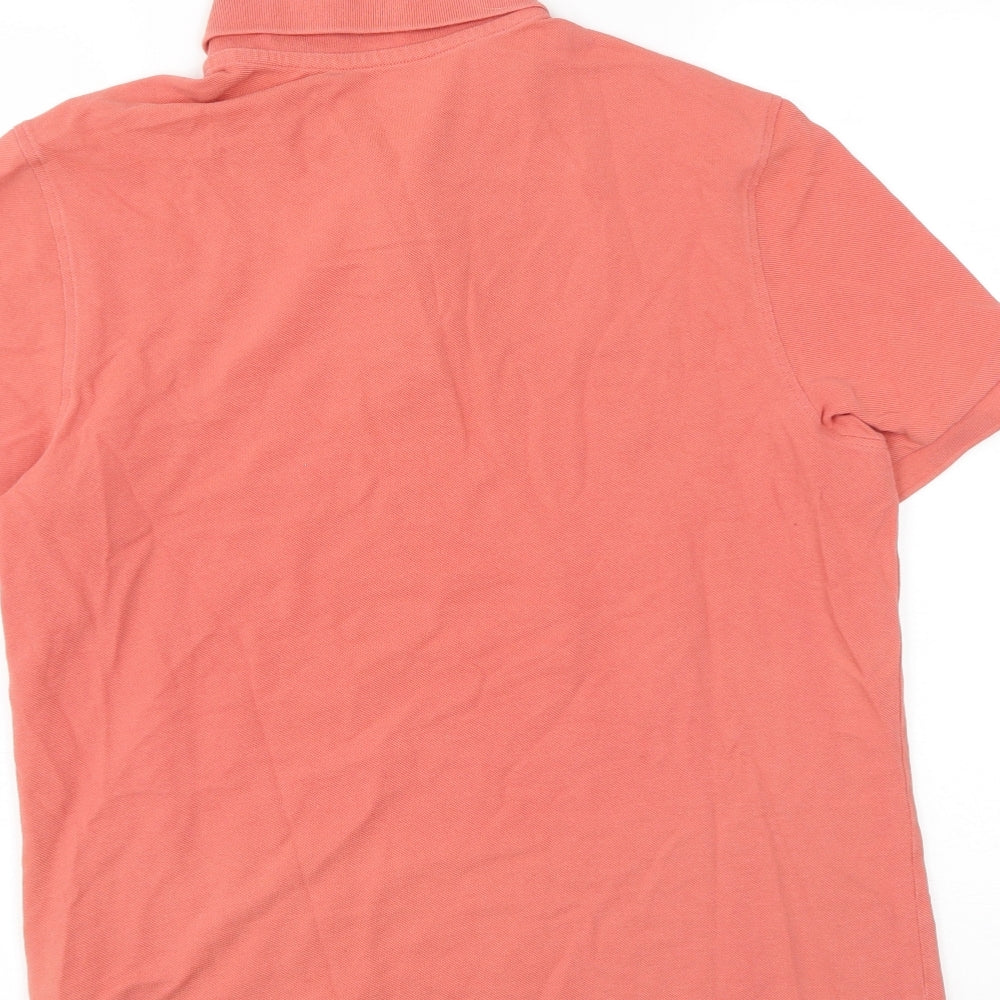 Marks and Spencer Mens Orange  Cotton  Polo Size M Collared Button