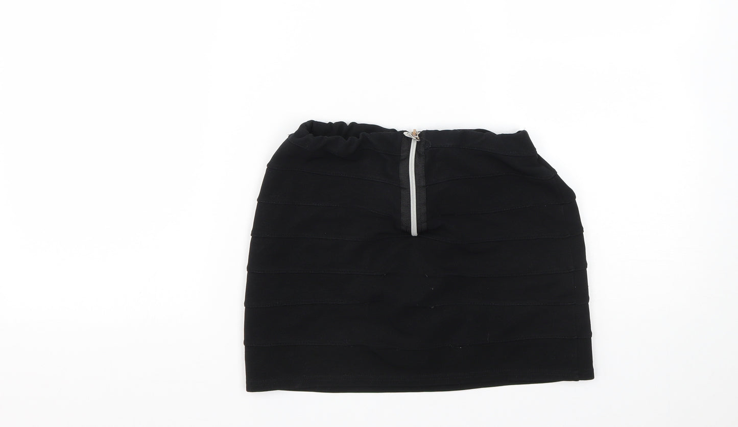 New Look Womens Black  Polyester Mini Skirt Size 8   Zip