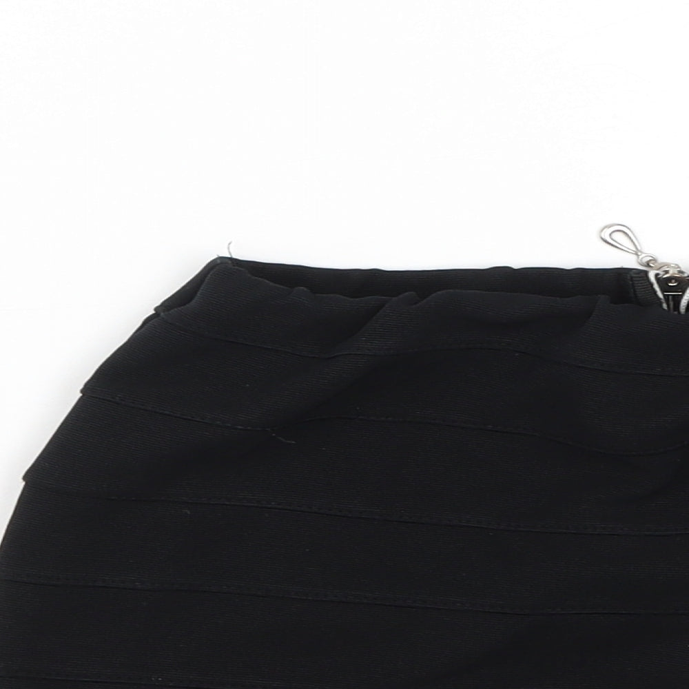New Look Womens Black  Polyester Mini Skirt Size 8   Zip