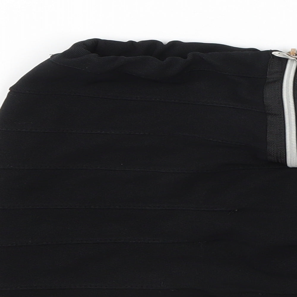 New Look Womens Black  Polyester Mini Skirt Size 8   Zip