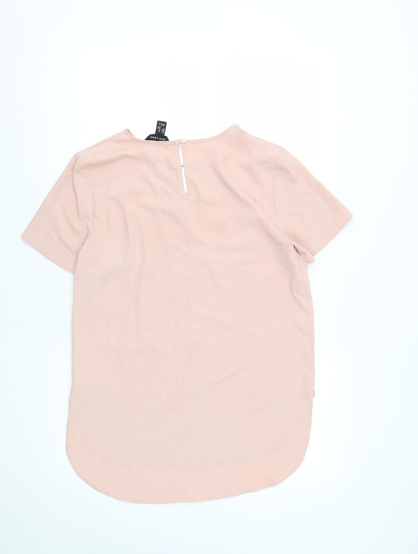 New Look Womens Pink  Polyester Basic Blouse Size 8 Round Neck