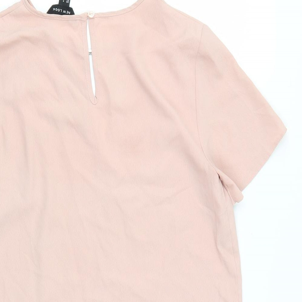 New Look Womens Pink  Polyester Basic Blouse Size 8 Round Neck
