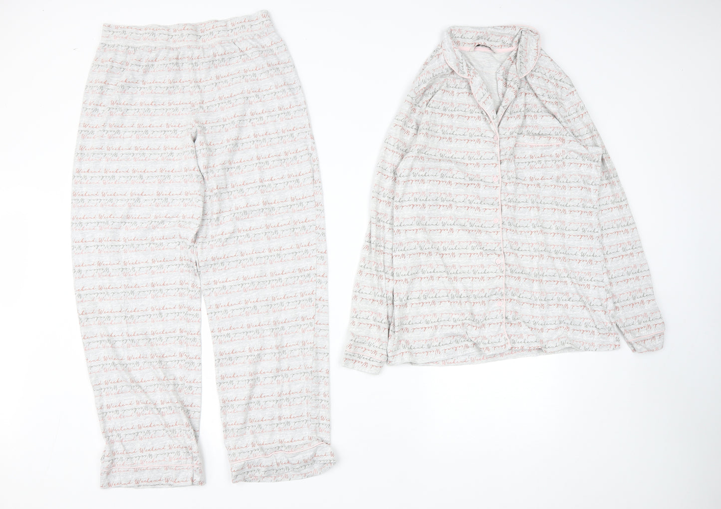 TU Womens Grey Solid Cotton Top Pyjama Set Size 12  Button