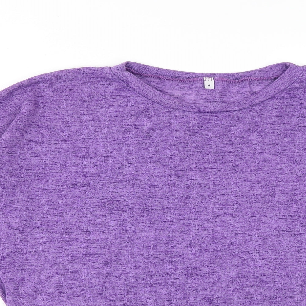 Preworn Womens Purple  Polyester Basic T-Shirt Size M Round Neck