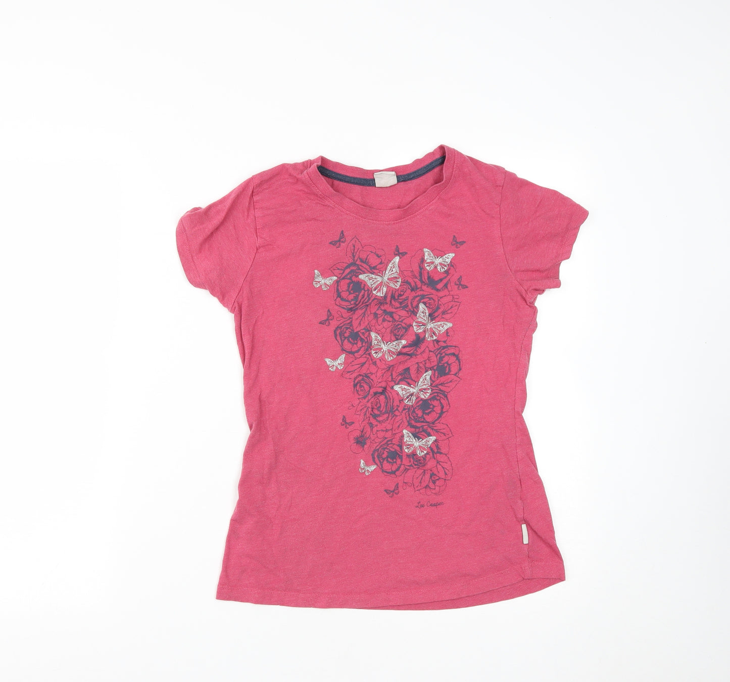 Lee Cooper Womens Pink  Cotton Basic T-Shirt Size 10 Round Neck