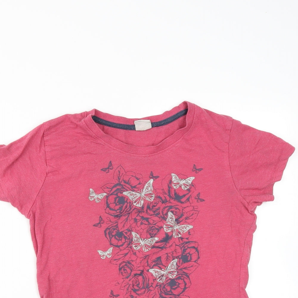 Lee Cooper Womens Pink  Cotton Basic T-Shirt Size 10 Round Neck