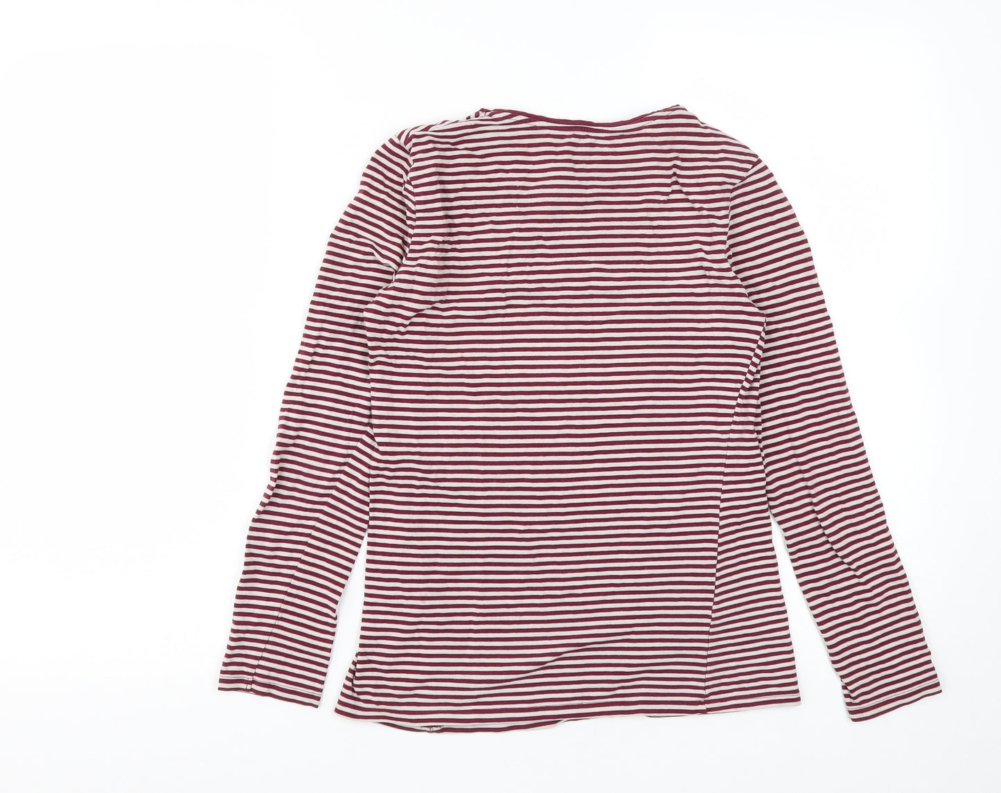 Primark Womens Red Striped Polyester Basic T-Shirt Size 10 Round Neck