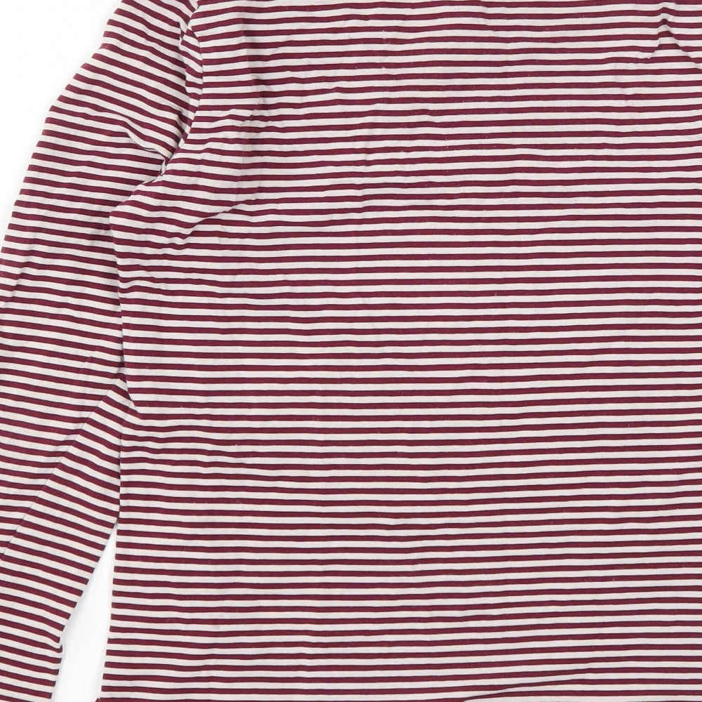 Primark Womens Red Striped Polyester Basic T-Shirt Size 10 Round Neck