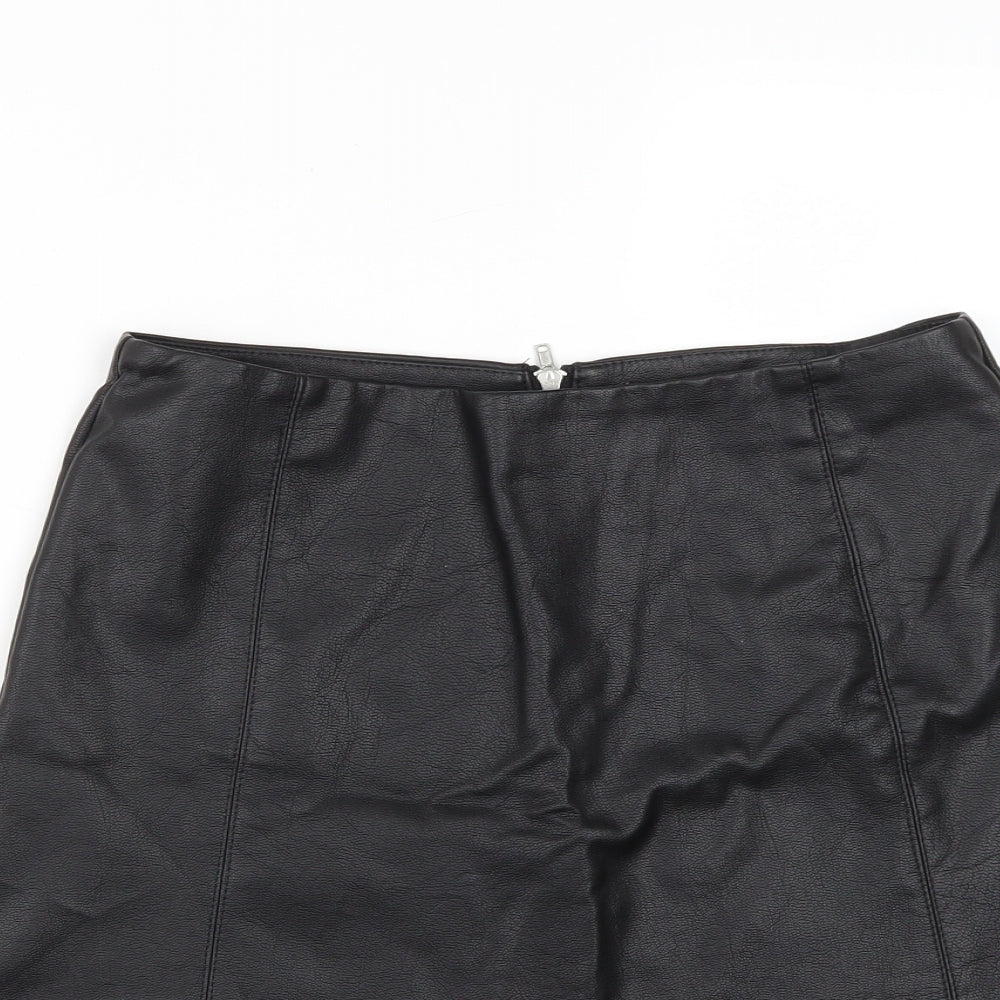 Primark Womens Black  Polyester Mini Skirt Size 10   Zip