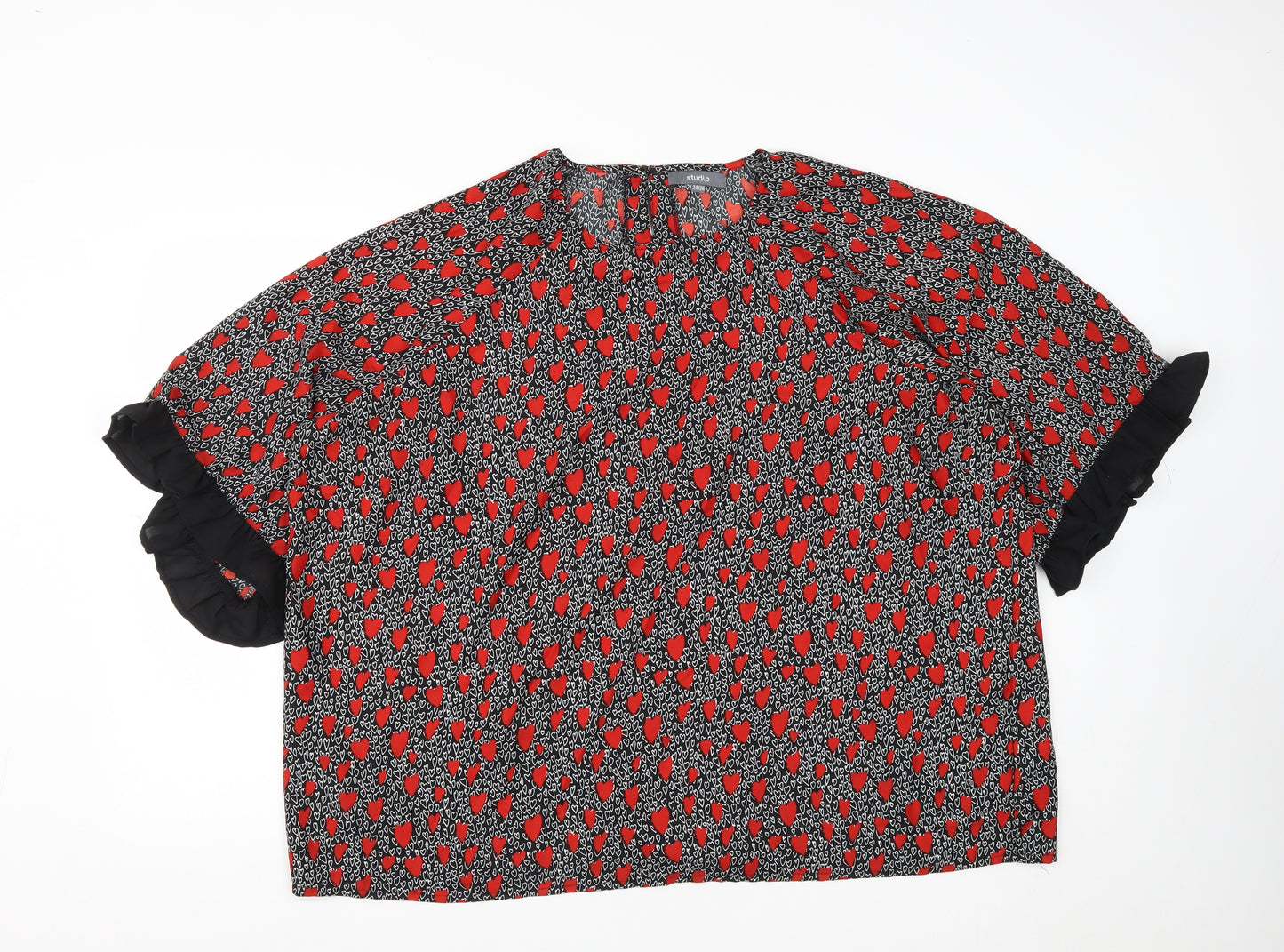Studio Womens Multicoloured Geometric Polyester Basic Blouse Size 24 Round Neck - size 24-26 Heart Print