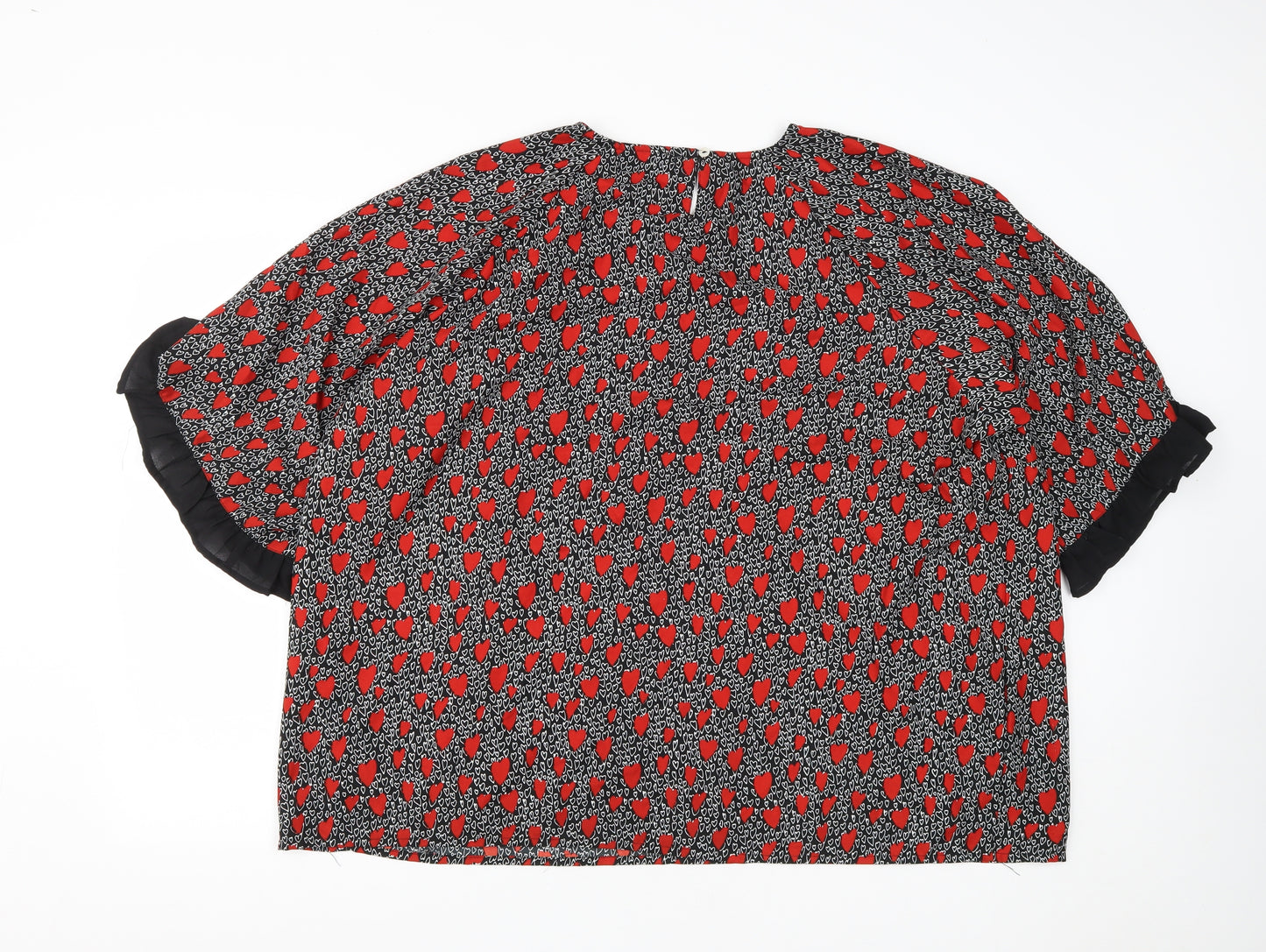 Studio Womens Multicoloured Geometric Polyester Basic Blouse Size 24 Round Neck - size 24-26 Heart Print