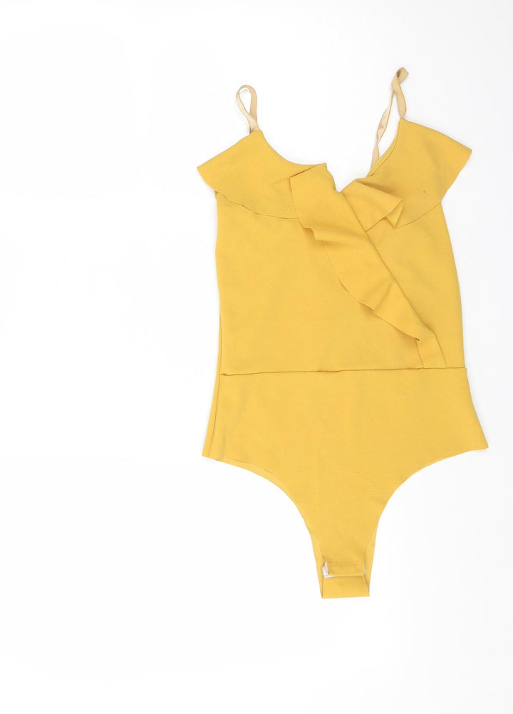 Quiz Womens Yellow Polyester Bodysuit One-Piece Size 8 Snap