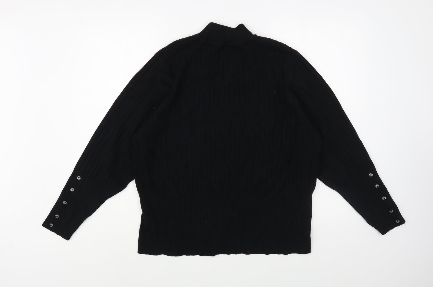 Marks and Spencer Womens Black Mock Neck  Viscose Pullover Jumper Size 24