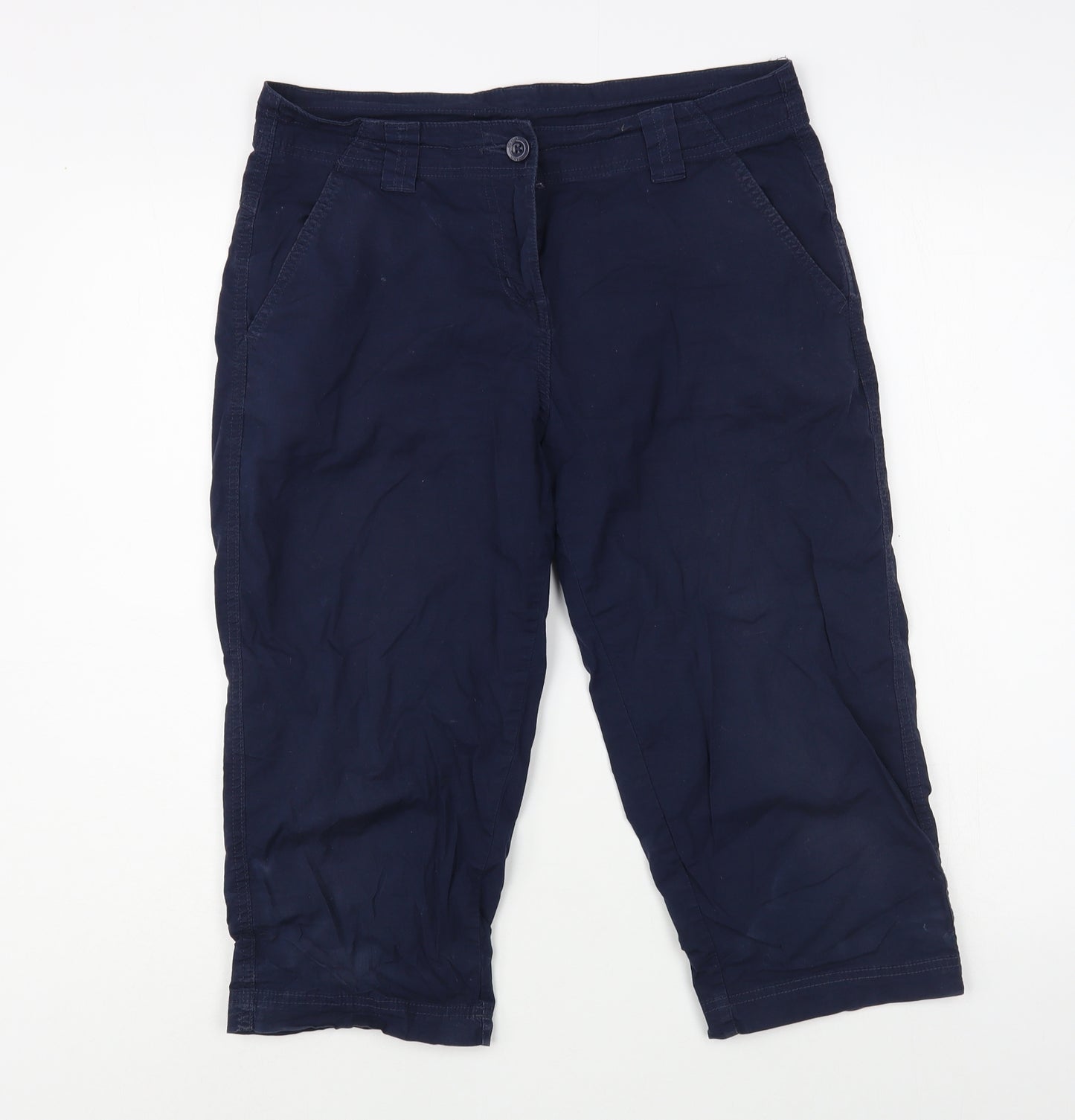 Mountain Warehouse Womens Blue  Cotton Chino Shorts Size 10 L18 in Regular Button