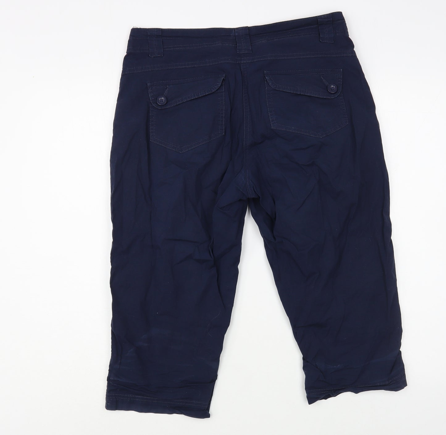 Mountain Warehouse Womens Blue  Cotton Chino Shorts Size 10 L18 in Regular Button