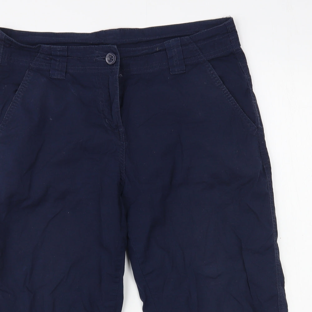 Mountain Warehouse Womens Blue  Cotton Chino Shorts Size 10 L18 in Regular Button