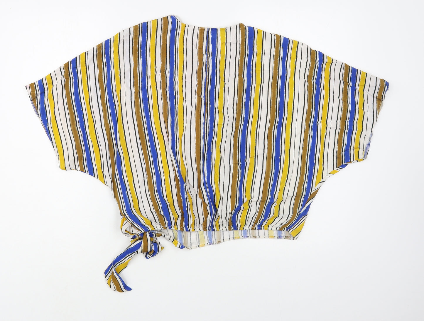 Conbipel Womens Multicoloured Striped Viscose Wrap Blouse Size XL V-Neck