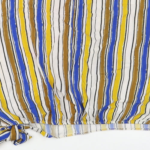 Conbipel Womens Multicoloured Striped Viscose Wrap Blouse Size XL V-Neck