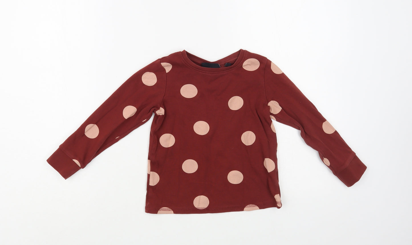 NEXT Girls Brown Polka Dot Cotton Pullover T-Shirt Size 4-5 Years Crew Neck Pullover