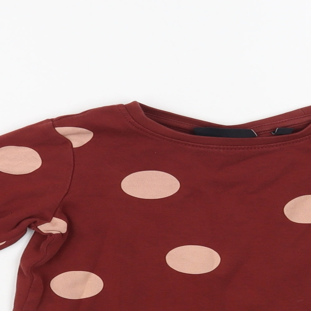 NEXT Girls Brown Polka Dot Cotton Pullover T-Shirt Size 4-5 Years Crew Neck Pullover