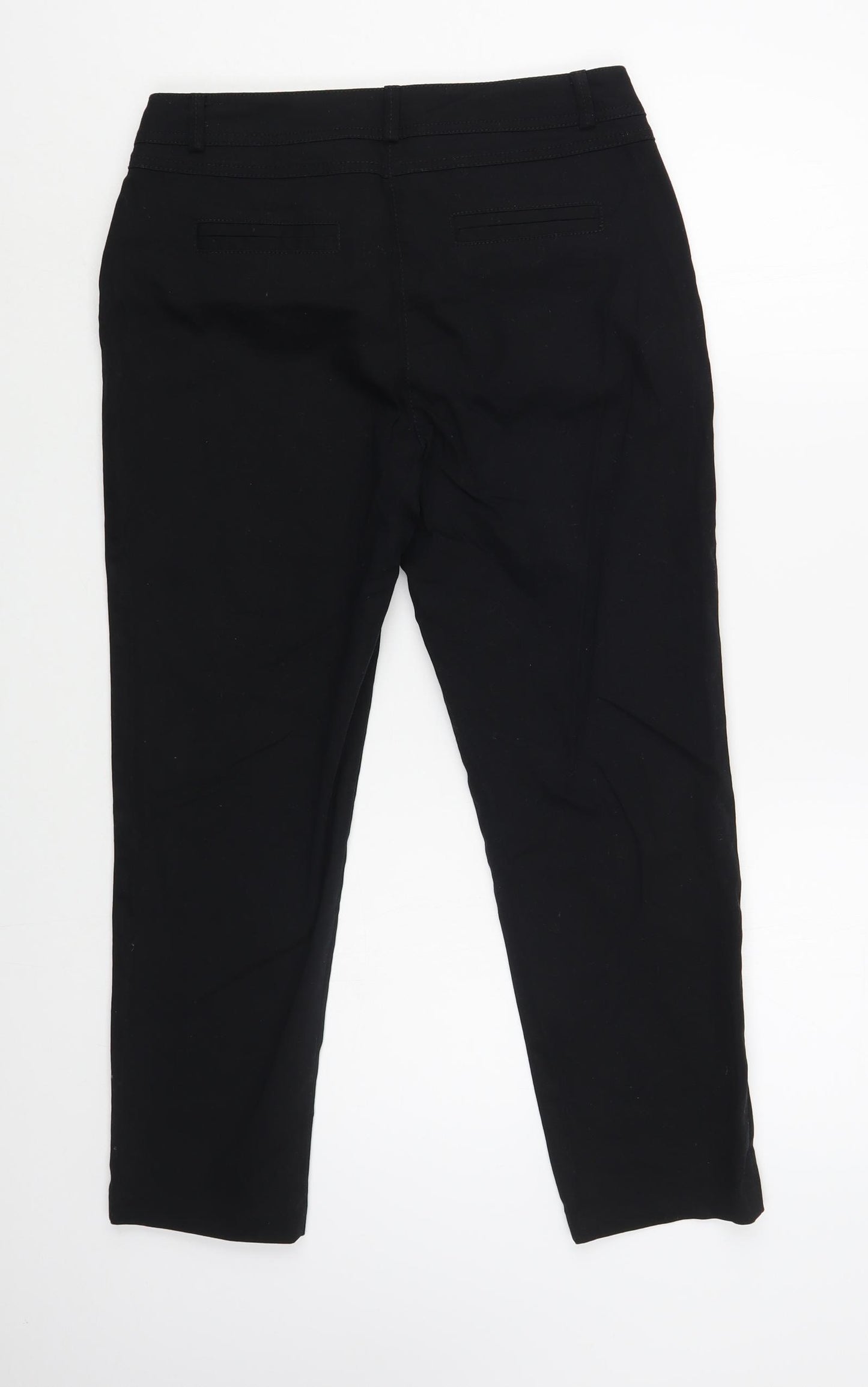 Wallis Womens Black  Cotton Cropped Trousers Size 10 L25 in Regular Button