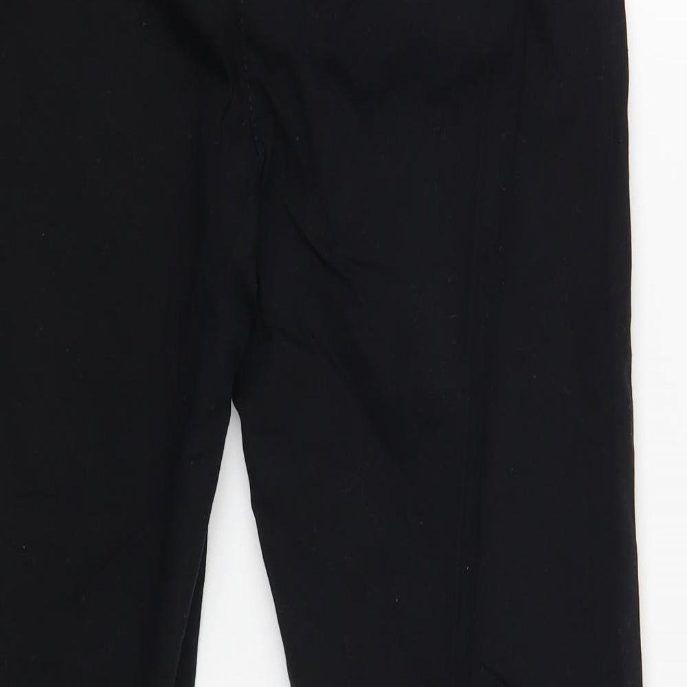 Wallis Womens Black  Cotton Cropped Trousers Size 10 L25 in Regular Button