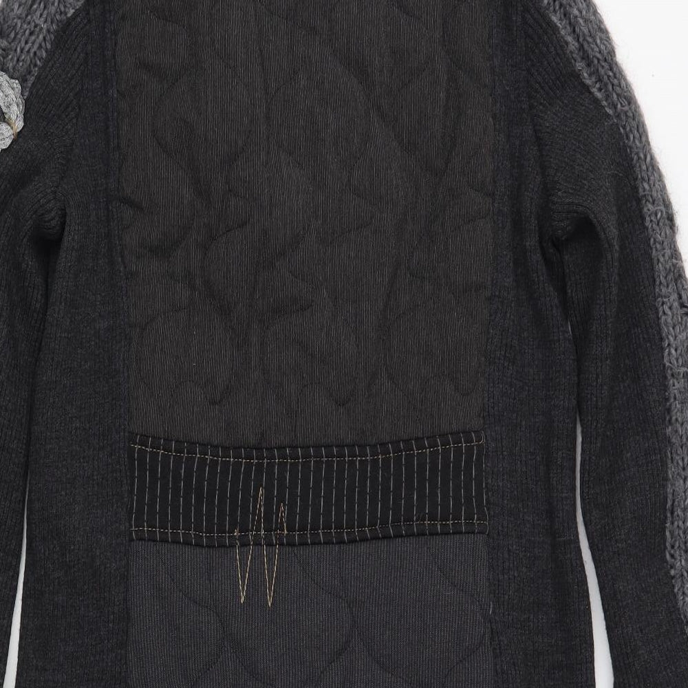 Elisa Cavaletti Womens Grey Striped  Jacket Coatigan Size M  Button