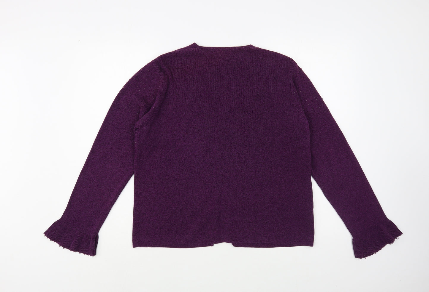Country Casuals Womens Purple V-Neck  Cotton Cardigan Jumper Size L