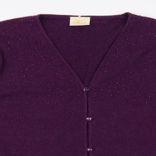 Country Casuals Womens Purple V-Neck  Cotton Cardigan Jumper Size L